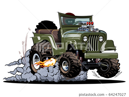 Vector Cartoon 4x4 car hot rod isolated 64247027
