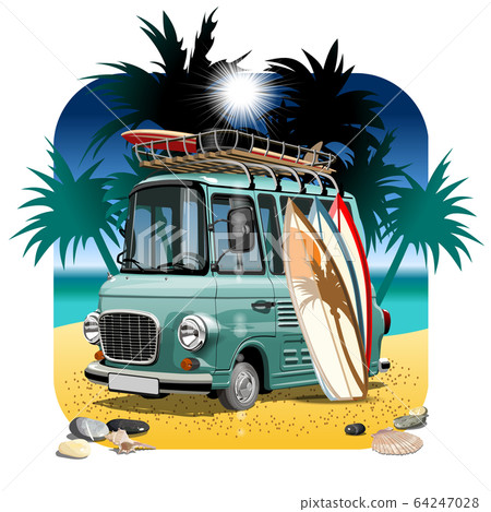 Vector Cartoon Retro Camper Van Vector Cartoon Retro Camper Van 64247028