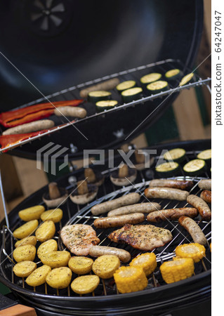 grill with potatoes, turkey meat, zucchini, grill with potatoes, turkey meat, zucchini, 64247047