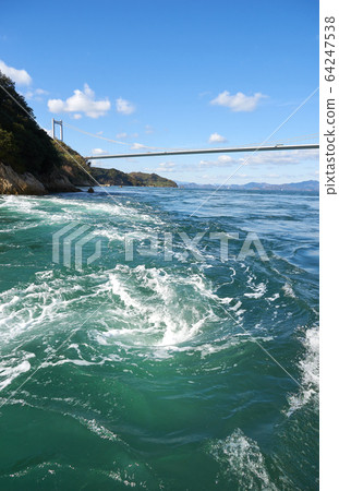 Rapids and whirlpools in the Kurushima Strait. Scenery of the Seto Inland Sea and Shimanami Kaido. 64247538