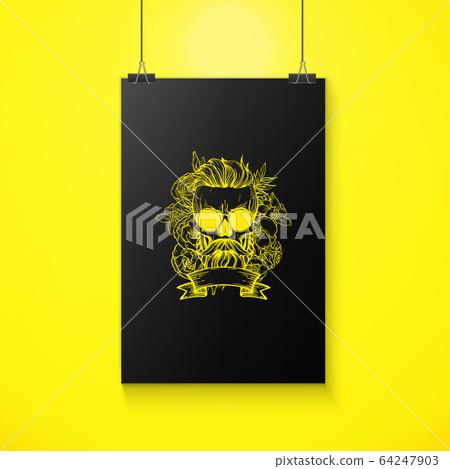 Angry skull with cirly hairstyle Angry skull with cirly hairstyle 64247903