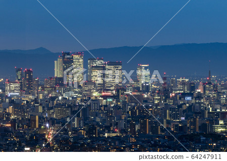 Nagoya Station high-rise building group Night view 64247911