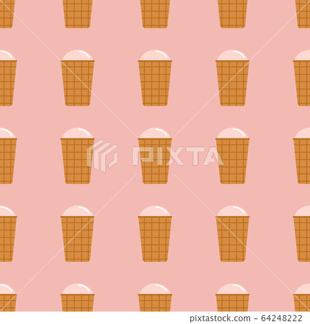 Retro ice cream in waffle in flat style seamless 64248222