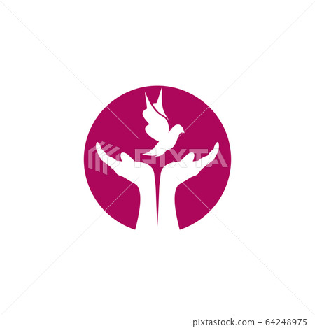 Peace logo design with using hand and dove icon Peace logo design with using hand and dove icon 64248975