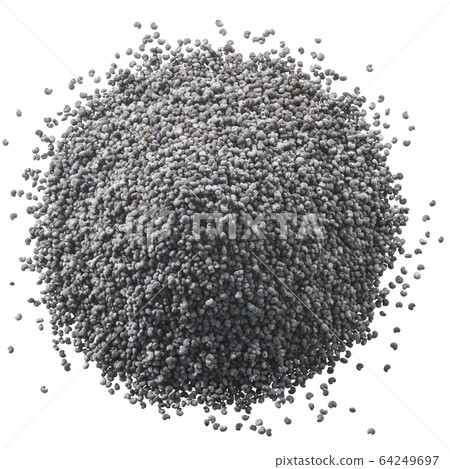 Poppy seeds pile p. somniferum, paths, top Poppy seeds pile p. somniferum, paths, top 64249697
