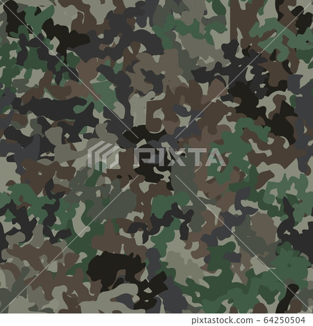 Camouflage pattern background. Classic clothing style masking camo repeat print 64250504