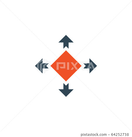 Delivery logistic package with four arrows in different directions. Stock Vector illustration isolated on white background. 64252738