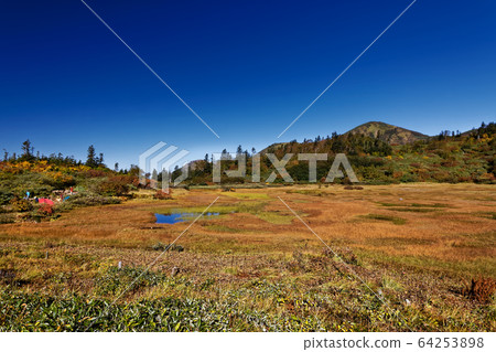 高谷池塘和妙高山脈和山 高谷池塘和妙高山脈和山 64253898