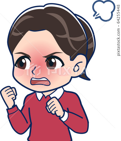 Elementary school girl in red clothes Elementary school girl in red clothes 64255448