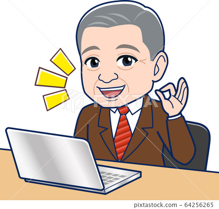 Elderly man and personal computer Elderly man and personal computer 64256265