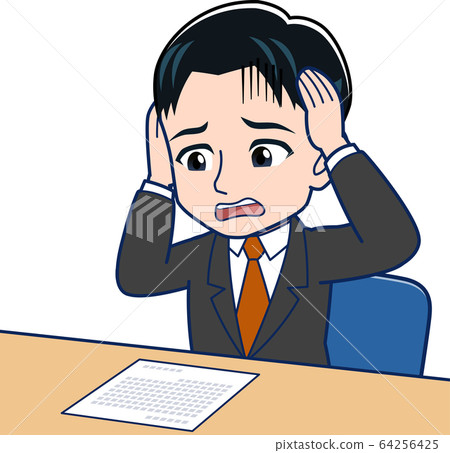 插图素材: 一个人在文书工作