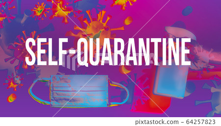 Self-quarantine theme with face mask and spray bottle Self-quarantine theme with face mask and spray bottle 64257823