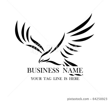 Line art vector logo of eagle that is flying. - Stock Illustration ...