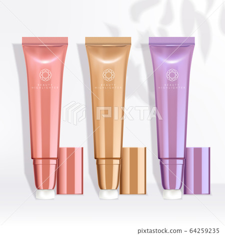 Vector Metallic Concealer / Highlighter with Sponge Applicator in White Background 64259235