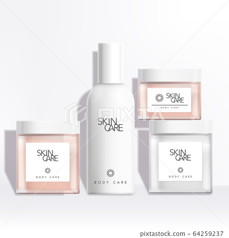 Vector Body Scrub / Healthcare Jar and Body Care Set in White Background 64259237