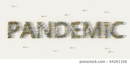 Large group of people forming Pandemic lettering 64261108