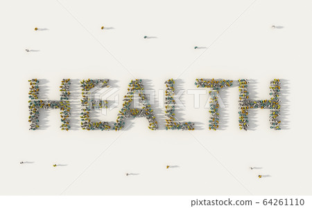 Large group of people forming Health lettering Large group of people forming Health lettering 64261110