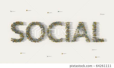 Large group of people forming Social lettering 64261111