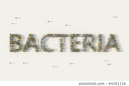 Large group of people forming Bacteria lettering 64261116