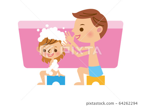 Bath, parent and child, girl Bath, parent and child, girl 64262294