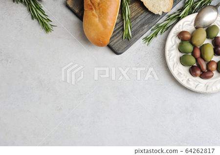 olives with baguette olives with baguette 64262817