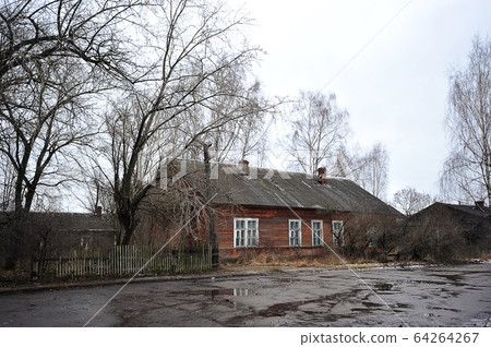 old wooden house on the station square in 64264267