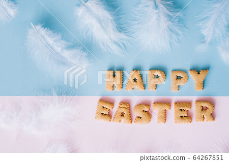 Happy Easter background, lettering from biscuits 64267851
