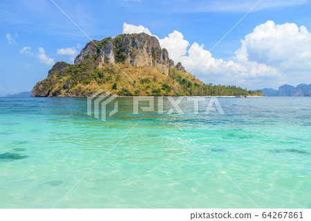 Beautiful crystal clear turquoise blue sea at Ko 64267861