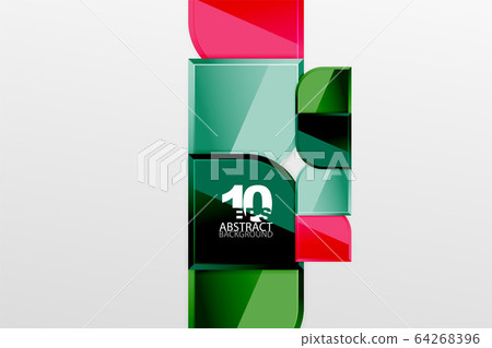 Glossy glass squares with round elements geometric composition. Abstract geometric background with 3d effect composition For Wallpaper, Banner, Background, Card, Book Illustration, landing page 64268396