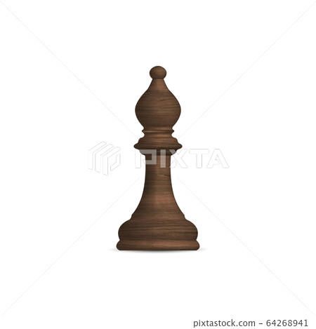 Wooden black chess piece bishop, vector 64268941