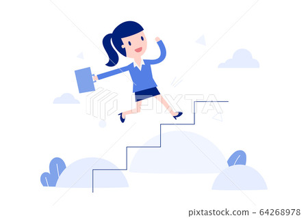 Businessman running up stairs. - Stock Illustration [64268978] - PIXTA