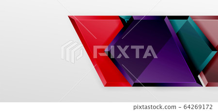 Metal glossy shiny geometric shapes with 3d effect composition. Techno futuristic vector abstract background For Wallpaper, Banner, Background, Card, Book Illustration, landing page 64269172