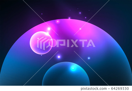 Neon shiny transparent glowing circles with light effects. Techno futuristic vector abstract background For Wallpaper, Banner, Background, Card, Book Illustration, landing page Neon shiny transparent glowing circles with light effects. Techno futuristic vector abstract background For Wallpaper, Banner, Background, Card, Book Illustration, landing page 64269330