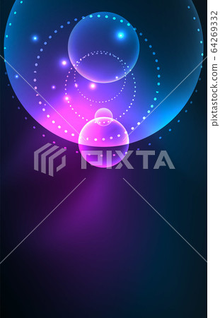 Neon shiny transparent glowing circles with light effects. Techno futuristic vector abstract background For Wallpaper, Banner, Background, Card, Book Illustration, landing page Neon shiny transparent glowing circles with light effects. Techno futuristic vector abstract background For Wallpaper, Banner, Background, Card, Book Illustration, landing page 64269332