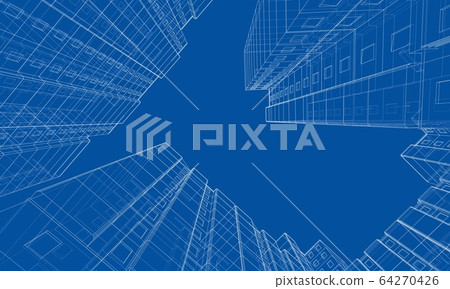 Vector wire-frame model of a multi-storey building Vector wire-frame model of a multi-storey building 64270426