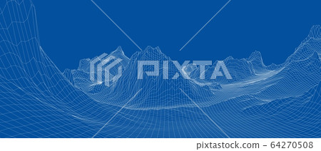 Abstract 3d wire-frame landscape. Blueprint style Abstract 3d wire-frame landscape. Blueprint style 64270508