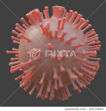 Virus. Abstract red 3d microbe on gray background 64270664