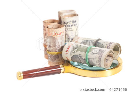 Rolls of Indian Currency Rupee Notes with Rolls of Indian Currency Rupee Notes with 64271466