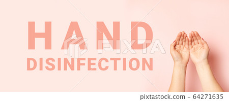 Hand sanitization concept. Human hands with palms Hand sanitization concept. Human hands with palms 64271635