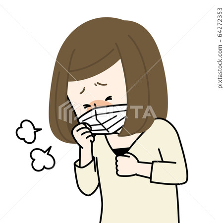 Unwell woman coughing Unwell woman coughing 64272353