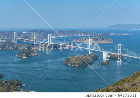 Shimanami Kaido Kurushima Kaikyo Bridge Stock Photo