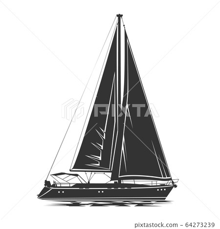 Sailing yacht vector silhouette 64273239