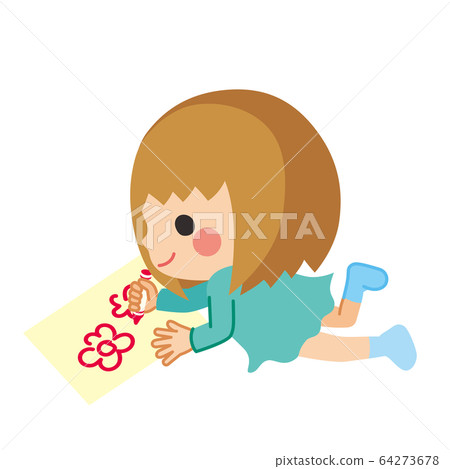 可愛的小女孩在畫 可愛的小女孩在畫 64273678