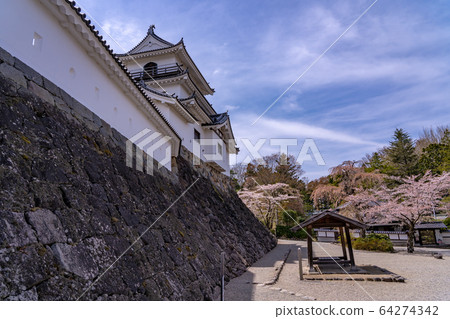 Miyagi Prefecture Shiroishi Castle in Spring Restored castle tower 64274342