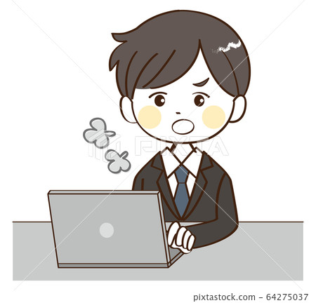 男人，辦公室工作，生氣 64275037