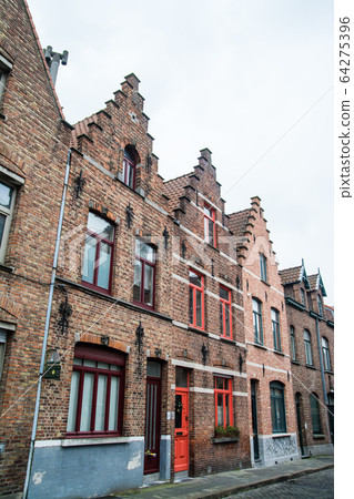 Cityscape of Bruges, Belgium-red brick building with stepped roof Cityscape of Bruges, Belgium-red brick building with stepped roof 64275396