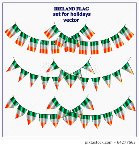 Bright set with flags of Ireland. Happy St. Patricks Day garlands. Bright illustration. 64277662
