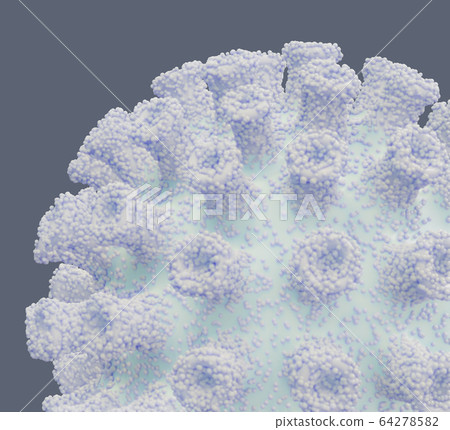 Virus cells. 3d Illustration. Abstract Image of Flu COVID-19 virus cell under the microscope 64278582