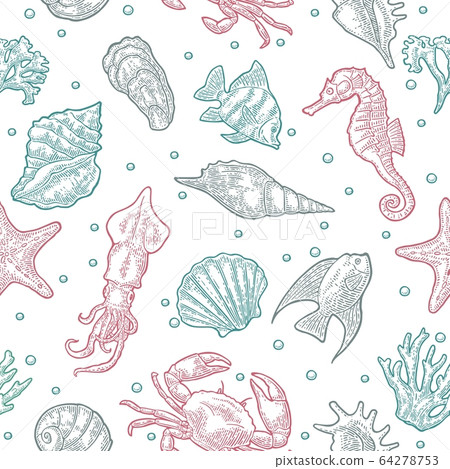 Seamless pattern sea animal. Seamless pattern sea animal. 64278753