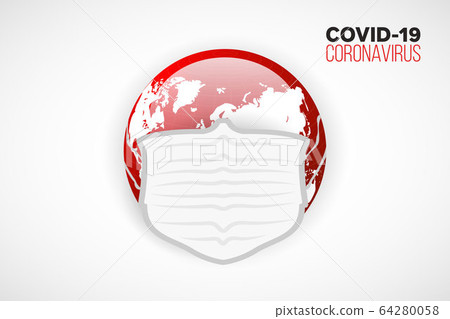 World wearing a medical mask, world map, vector, illustration, eps file 64280058